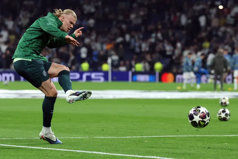 Erling Haaland en action.