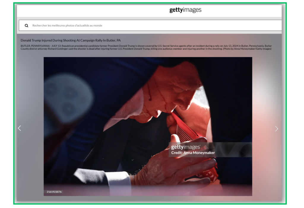 La photo originale est disponible sur le site de GettyImages depuis le 13 juillet 2024.