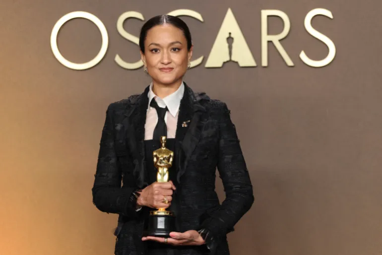 US cinematographer Autumn Durald Arkapaw poses in the press room with the Oscar for Best Cinematography for "Sinners" during the 98th Annual Academy Awards at the Dolby Theatre in Hollywood, California on March 15, 2026. (Photo by VALERIE MACON / AFP)