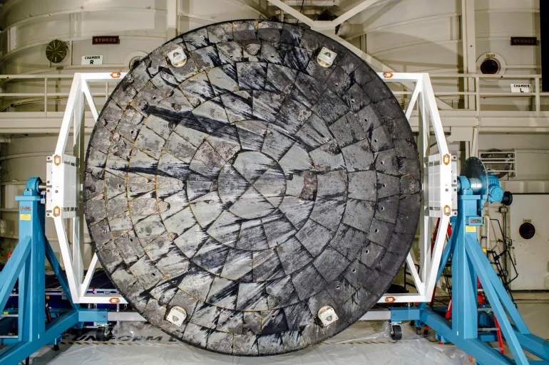 This Feb. 3, 2024 image provided by NASA shows the Orion spacecraft heat shield