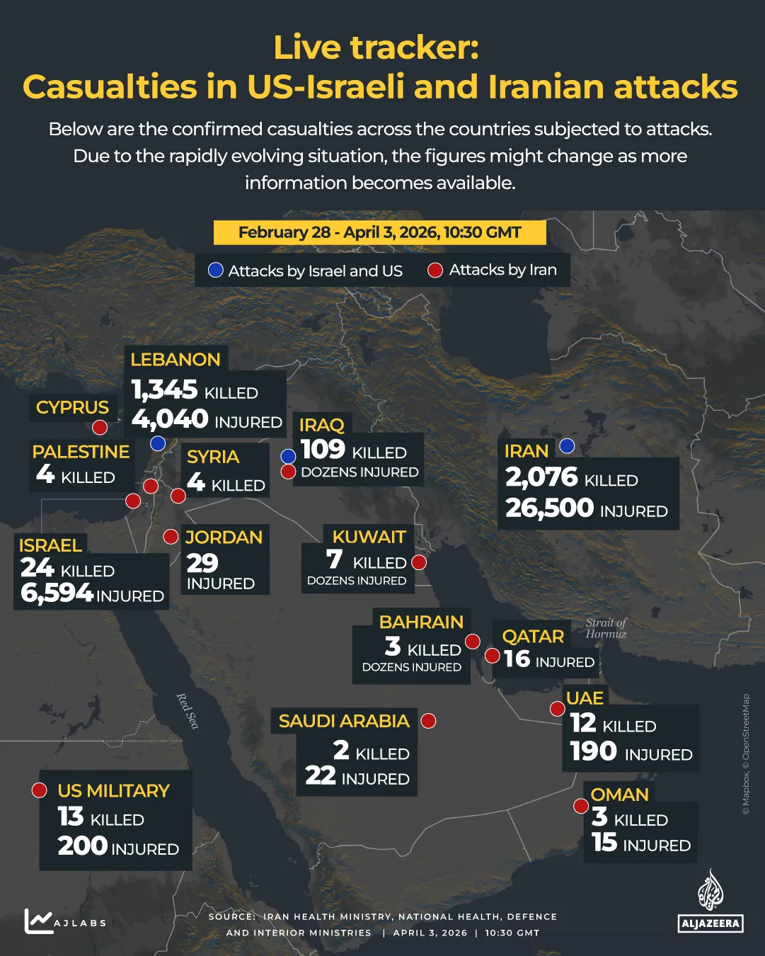INTERACTIF - PÉAGE DE MORTS - tracker - guerre - Attaques américaines contre Israël et l'Iran - 3 AVRIL 2026 - 10gmt-1775210232