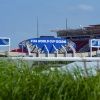 Une vue générale de la signalisation extérieure de la Coupe du Monde de la FIFA 2026 au stade de Kansas City le 8 juin 2026 à Kansas City, Missouri.