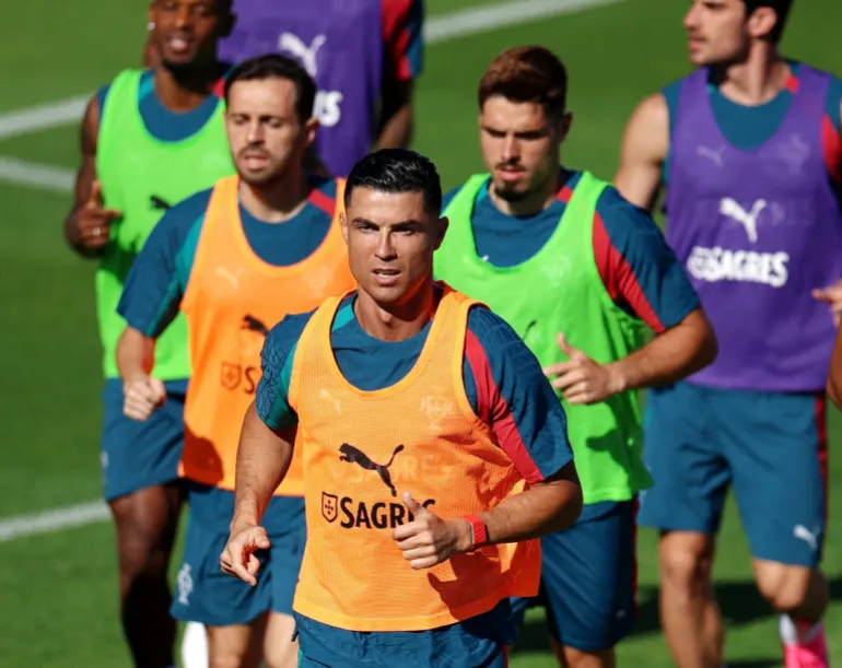 Entraînement des joueurs portugais