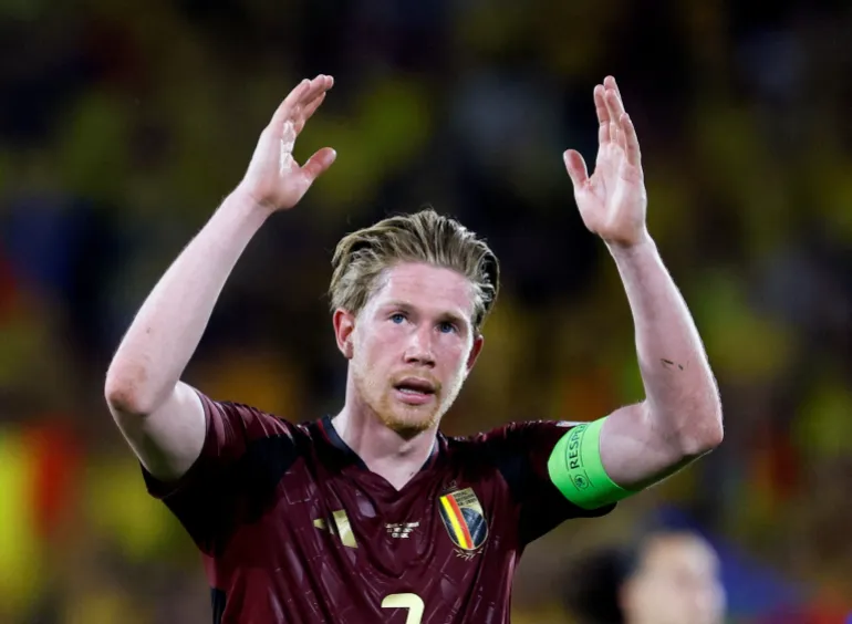 PHOTO DE DOSSIER : Football Football – Euro 2024 – Groupe E – Belgique contre Roumanie – Stade de Cologne, Cologne, Allemagne – 22 juin 2024 Le Belge Kevin De Bruyne réagit après le match REUTERS/Wolfgang Rattay/File Photo