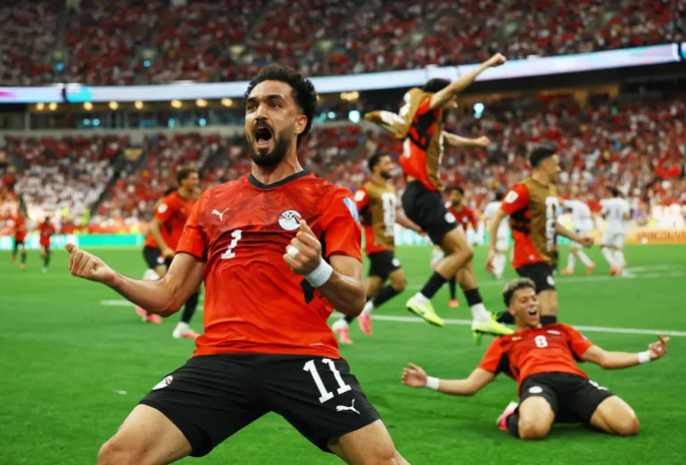 Football football - coupe du monde de la FIFA 2026 - Groupe G - Nouvelle-Zélande / Égypte - BC place, Vancouver, Canada - 21 juin 2026 Mostafa Zico, en Égypte, célèbre son deuxième but, marqué par Mohamed Salah REUTERS/Albert Gea IMAGES TPX DU JOUR