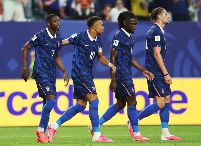 Les joueurs français en action.