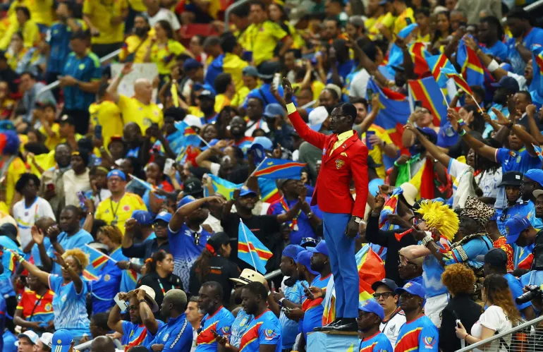 Football football - coupe du monde de la FIFA 2026 - Groupe K - Colombie / RD Congo - Estadio Guadalajara, Guadalajara, Mexique - 23 juin 2026 Michel Nkuka Mboladinga, fan de la RD Congo, également connu sous le nom de Lumumba Vea, dans les tribunes pendant le match REUTERS/Daniel Becerril IMAGES TPX DU JOUR