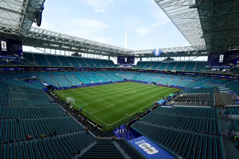 Vue générale à l'intérieur du stade de Miami avant le match