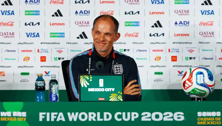 Football football - coupe du monde de la FIFA 2026 - Conférence de presse d'Angleterre - Estadio Azteca, Mexico, Mexique - 4 juillet 2026 Thomas Tuchel, directeur de l'Angleterre, lors de la conférence de presse REUTERS/Henry Romero IMAGES TPX DU JOUR