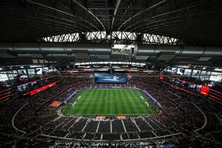 ARLINGTON, TEXAS - 06 JUILLET : un point de vue général avant le match de 16e de finale de la Coupe du Monde de la FIFA 2026 entre le Portugal et l'Espagne au stade de Dallas le 06 juillet 2026 à Arlington, Texas. Kevin C. Cox/Getty Images/AFP (Photo de Kevin C. Cox / GETTY IMAGES NORTH AMERICA / Getty Images via AFP)