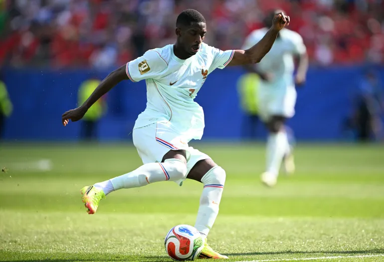 Ousmane Dembélé en action.