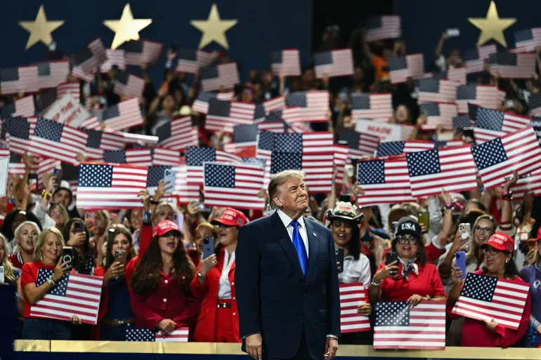 (FILES) US President Donald Trump arrives to speak during the Republican National Midterm Convention at the American Airlines Center in Dallas, Texas on September 9, 2026.